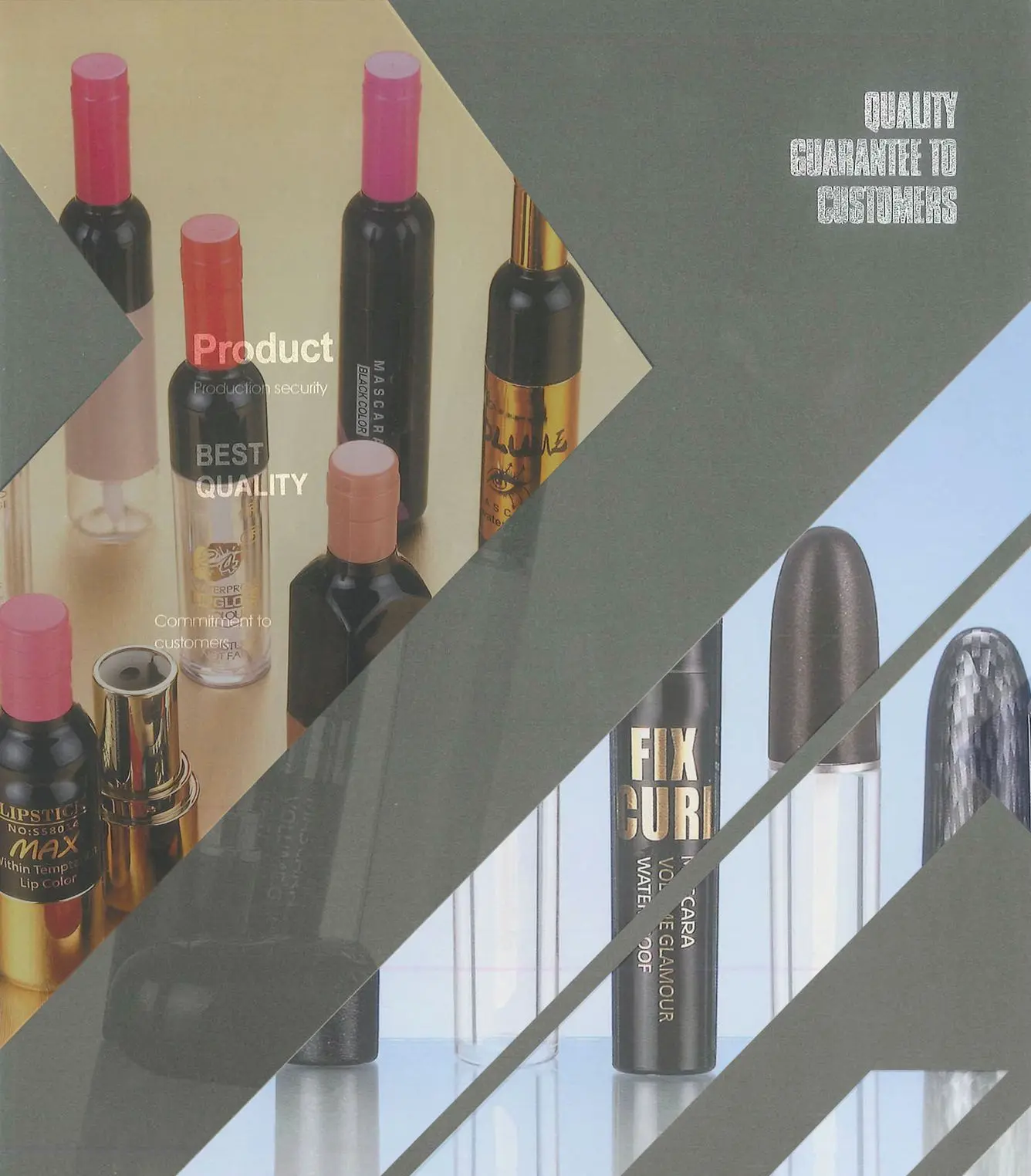 HY Series custom cosmetic tubes for mascara, eyeliner, and lip gloss with metallic and black finishes.